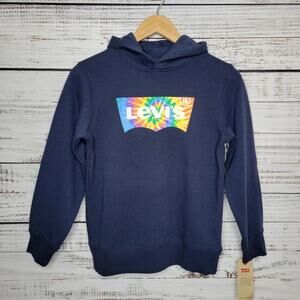 Levi's Boys Tie Dye Graphic Hoodie Navy Blue | Medium